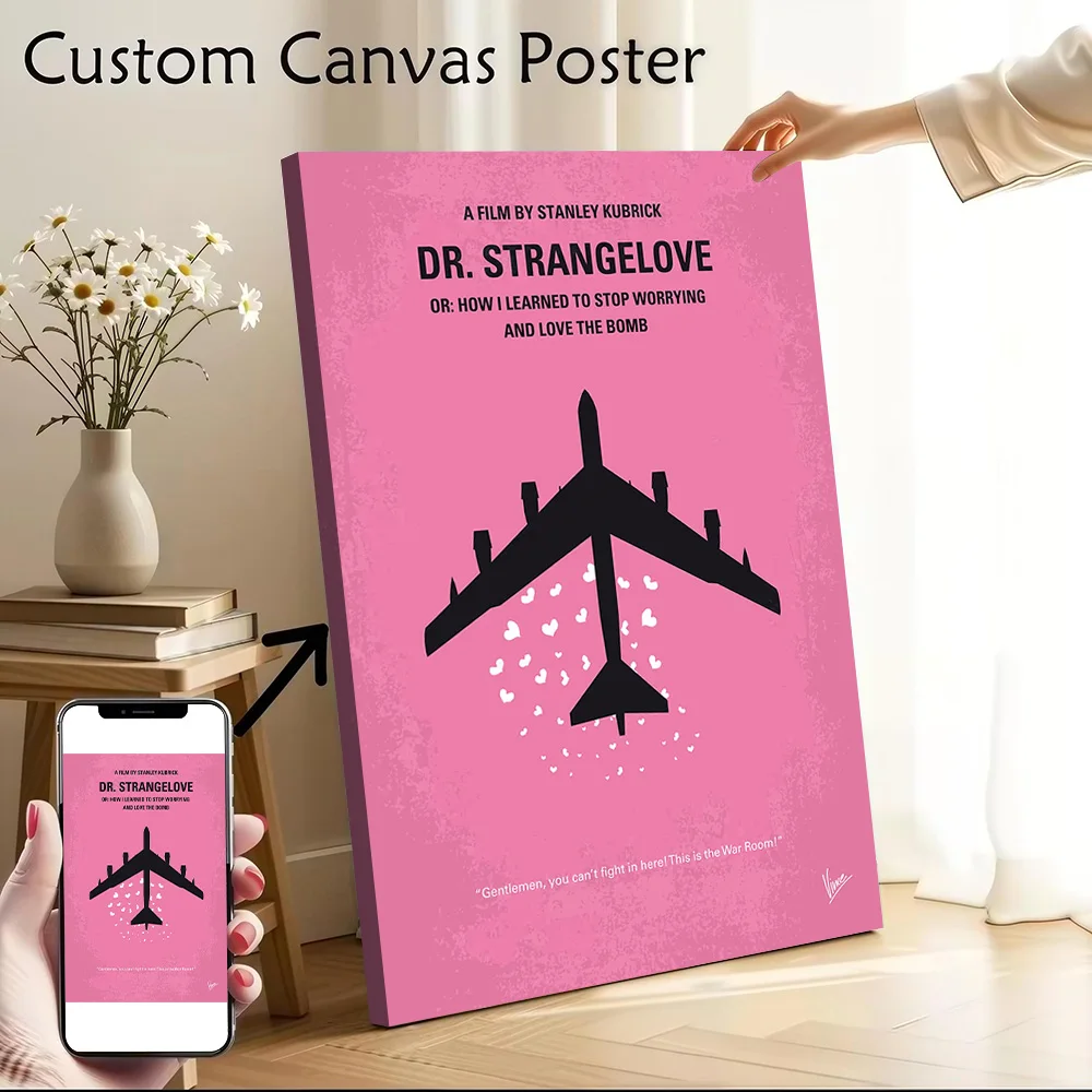 No025 My Dr Strangelove Minimal Movie Canvas Poster Customizable Pictures Wall Art Canvas Painting for Home Decorations Mural