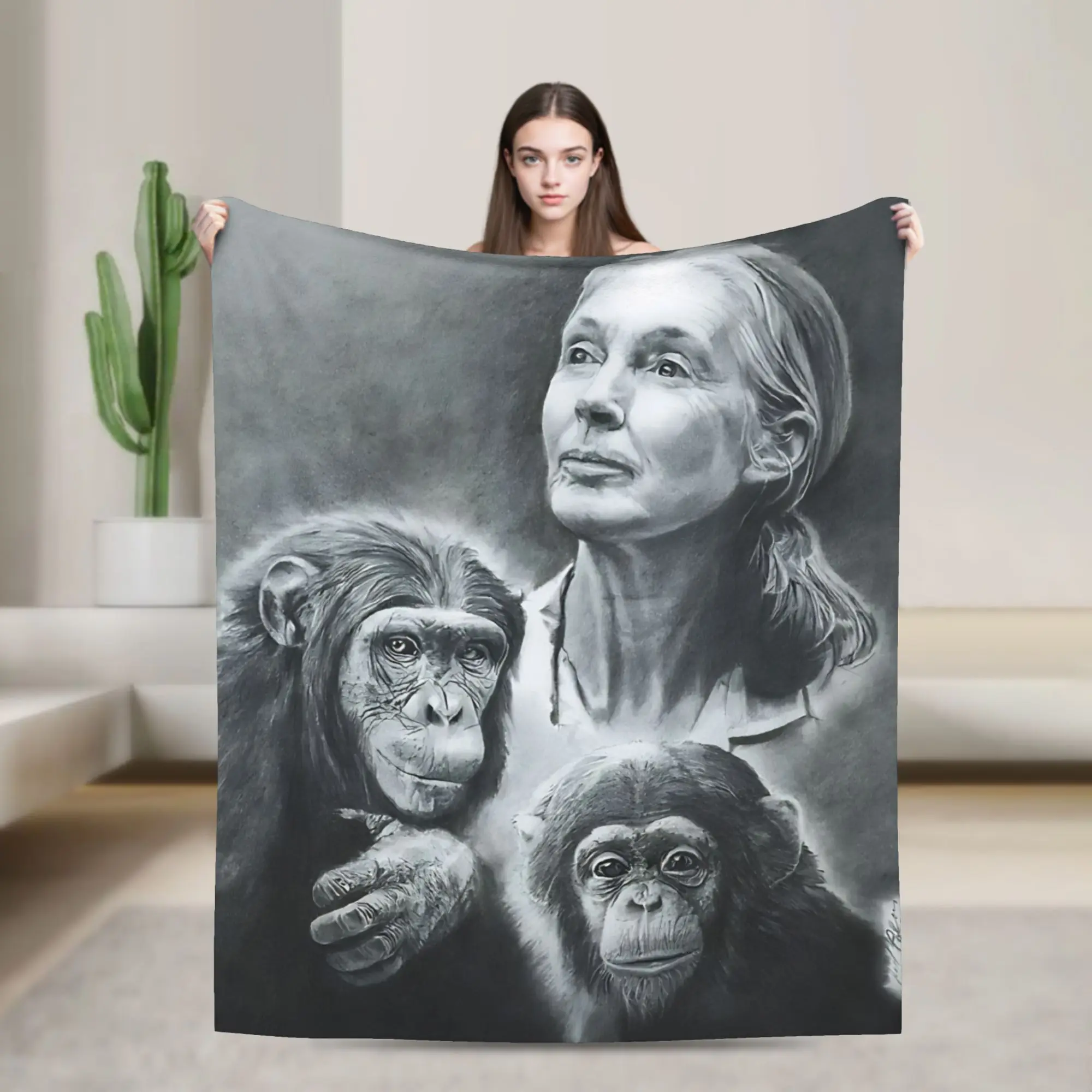 

Одеяла WE ARE FAMILY JANE GOODALL, фланелевые весенне-осенние портативные ультра-мягкие пледы для дивана, дорожные постельные принадлежности, пледы