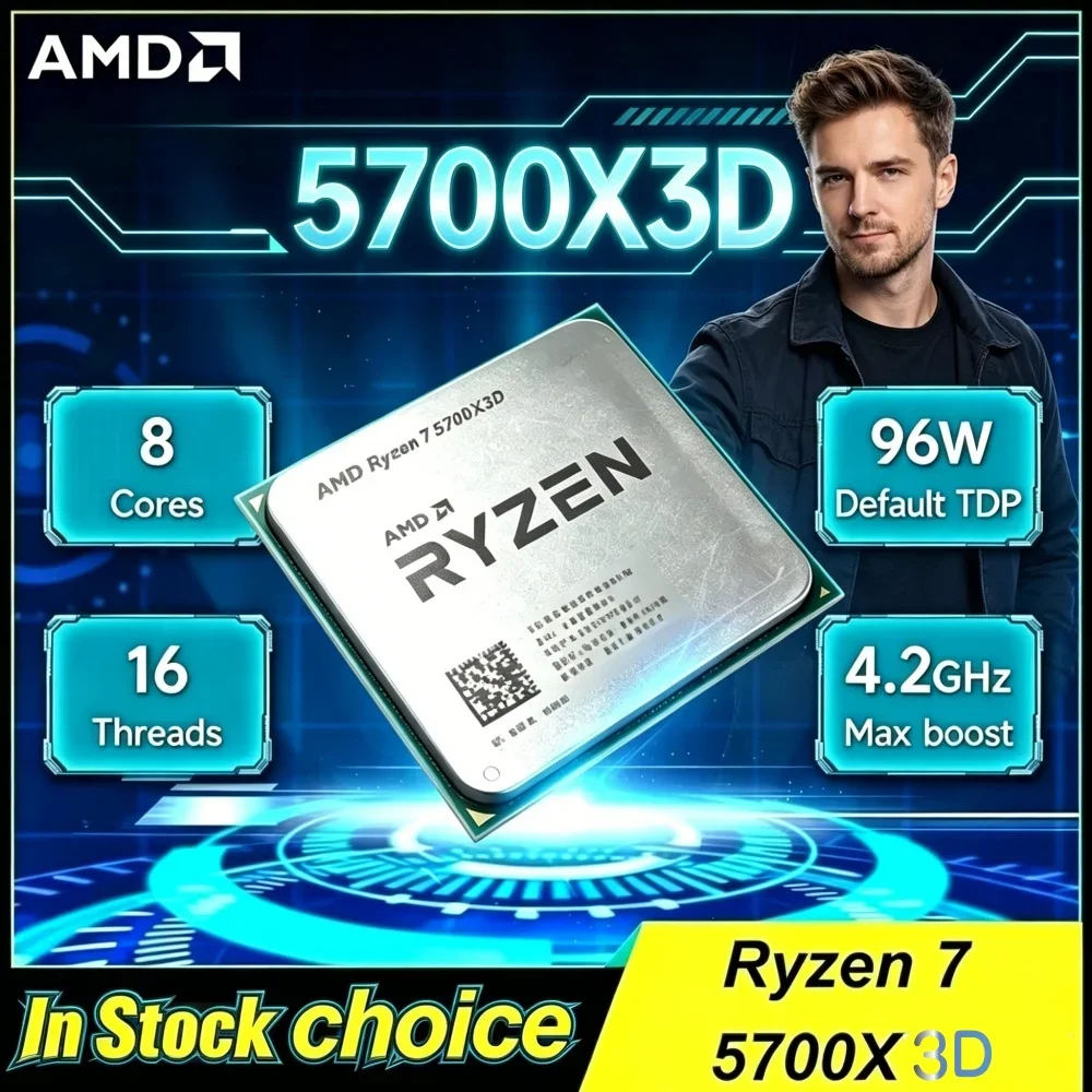 

AMD Bulk CPU Ryzen 7 5700X3D 8-Core 16-Thread 3GHz Base Up to 4.1GHz 105W Ryzen 5000 Series AM4 DDR4 for X570 B550 Motherboard
