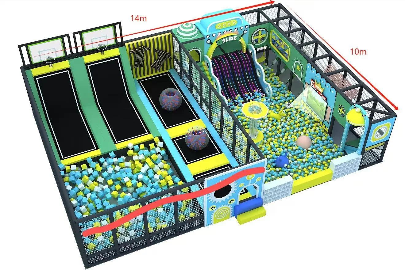 Hot Sale  Factory Supplying Indoor Playground Center Kids Entertainment Park  Trampoline Park 14mx10mx2.8m