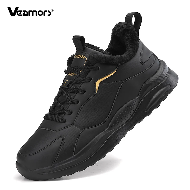

Non-slip PU Leather Running Shoes Men's Waterproof Winter Sneakers Male Casual Outdoor Sports Shoes Plush Warm Shoes