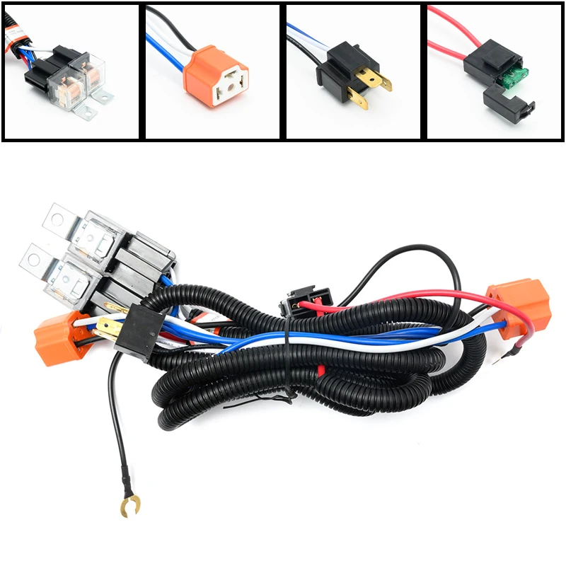 H4 Headlight Relay Wiring Harness Kit H6054 7x6 H6024 For VW Transporter T3 T4 Golf II For Toyota Tacoma For Jeep Cherokee XJ