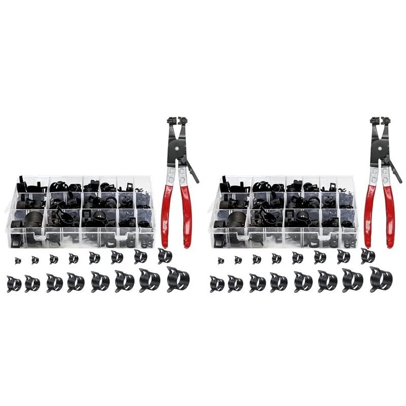 abbp-260pcs-6-25mm-spring-band-hose-clamps-with-swivel-hose-clamp-plier-assortment-kitconstant-tension-hose-clamp-fuel-line