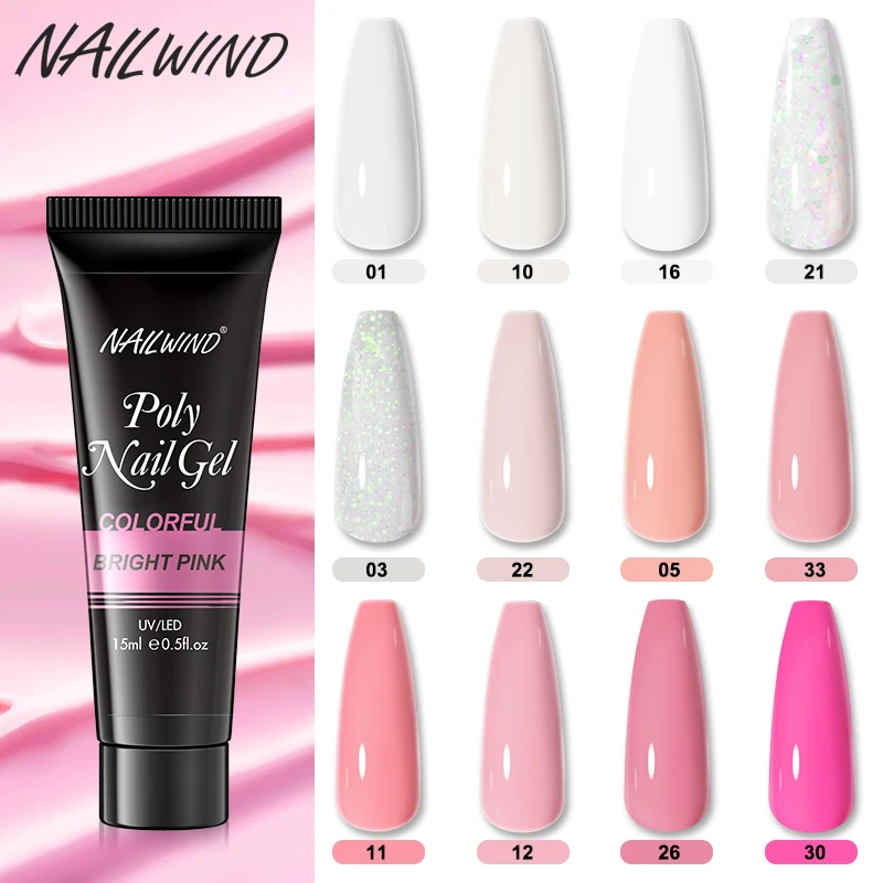 NailWind Gel Vernissen Mini/15/30 ml Poly UV Jelly Gel Polish Semi Permanente Base Top Coat acryl Hybride Nagelgel