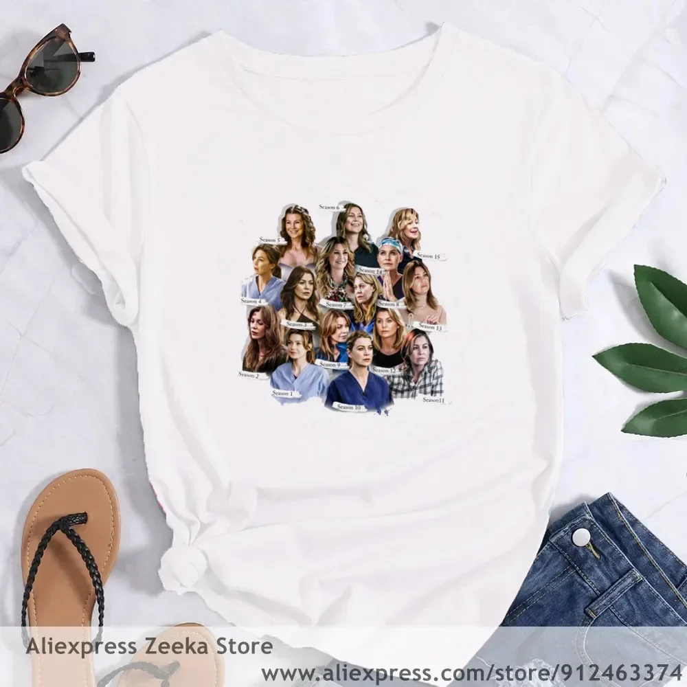Greys Anatomy You're My Person Gray's Anatomy  Women Funny Print Ladies T-shirt Girl Y2K Basis O-collar White Shirt Short