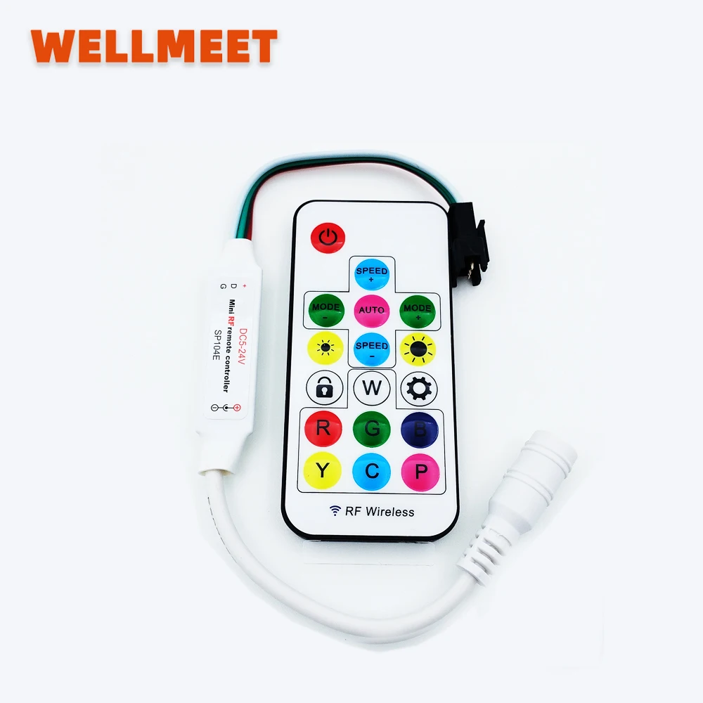 LED Mini Colorful Controller Suitable for WS2812 WS2811 Colorful RGB DC5~24V 3pin JST Connector 200 Color Mode SP104E10 per Pack
