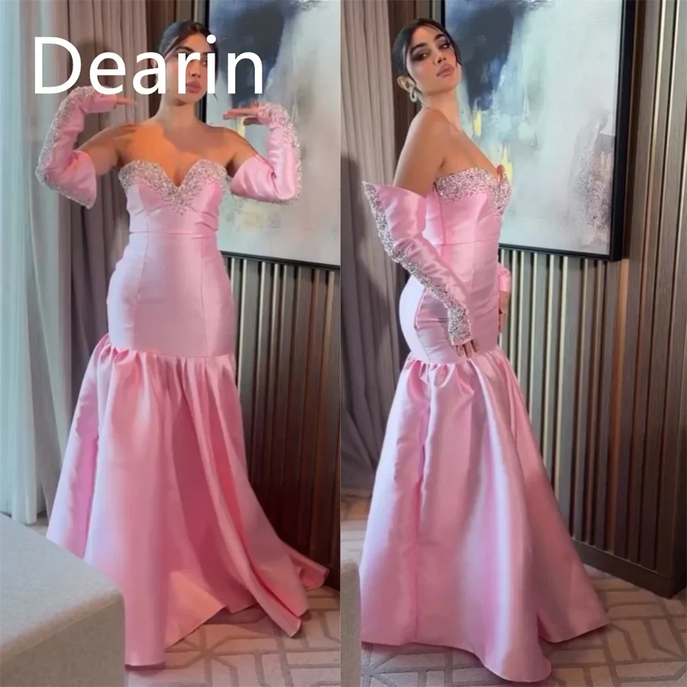 

Customized Evening Dress Prom Gown Women Party Occasion Dearin Sweetheart Mermaid Floor Length Skirts Draped Bespoke Dr