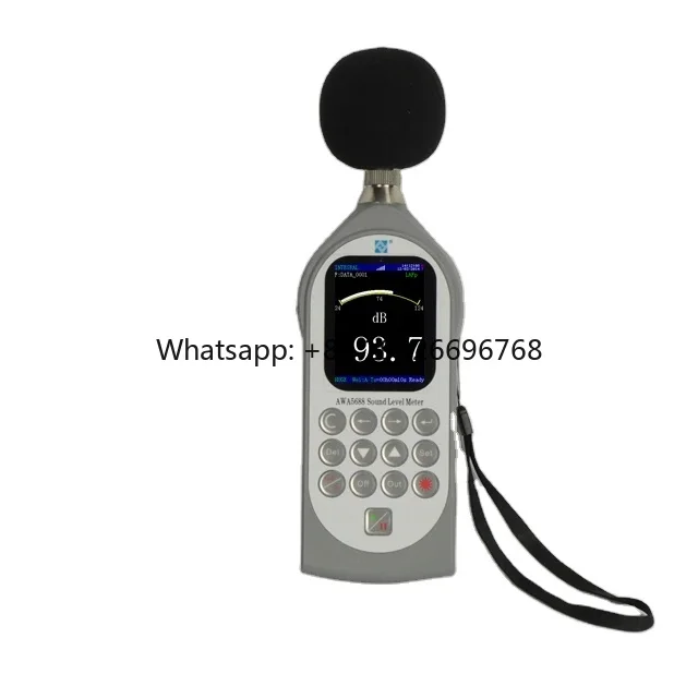 

AWA5688 Цифровой измеритель уровня звука 28-133 дБ Измеритель шума Измеритель децибел с GPS