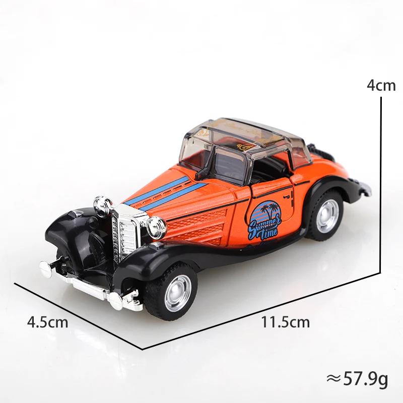 (Bagged) Réplica de carro de brinquedo vintage 1/43, metal fundido, brinquedo infantil, função pull-back, portas laterais podem ser abertas