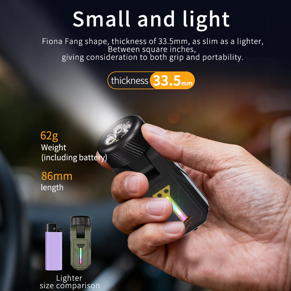 UniqueFire Pocket LED Flashlight Type C Rechargeable Sensor Mini Torch Clip light RGB Side Lamp with Magnet UV light