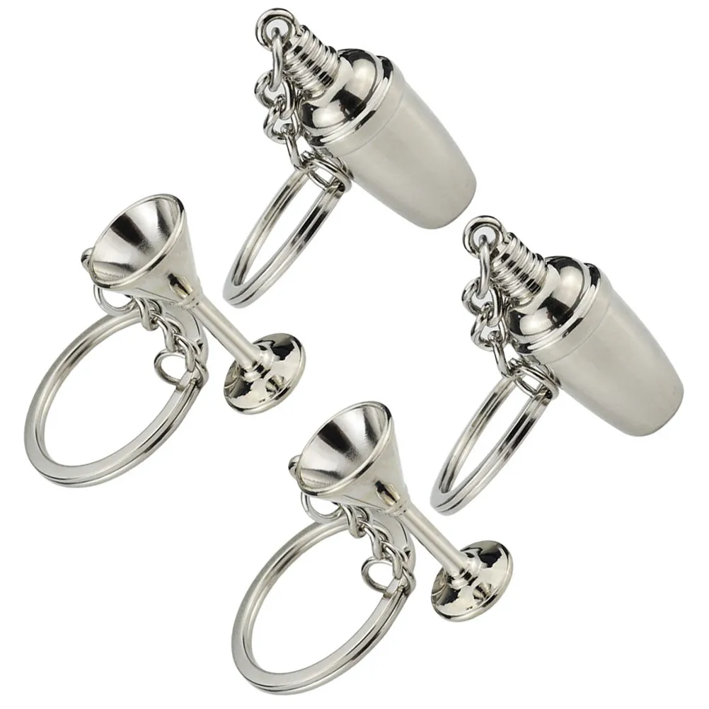 4Pcs Goblet Keychain Set Drink Shaker Metal Keyring Smooth Surface Portable Elegant Design Bartender Gift Car Key Chain Decor