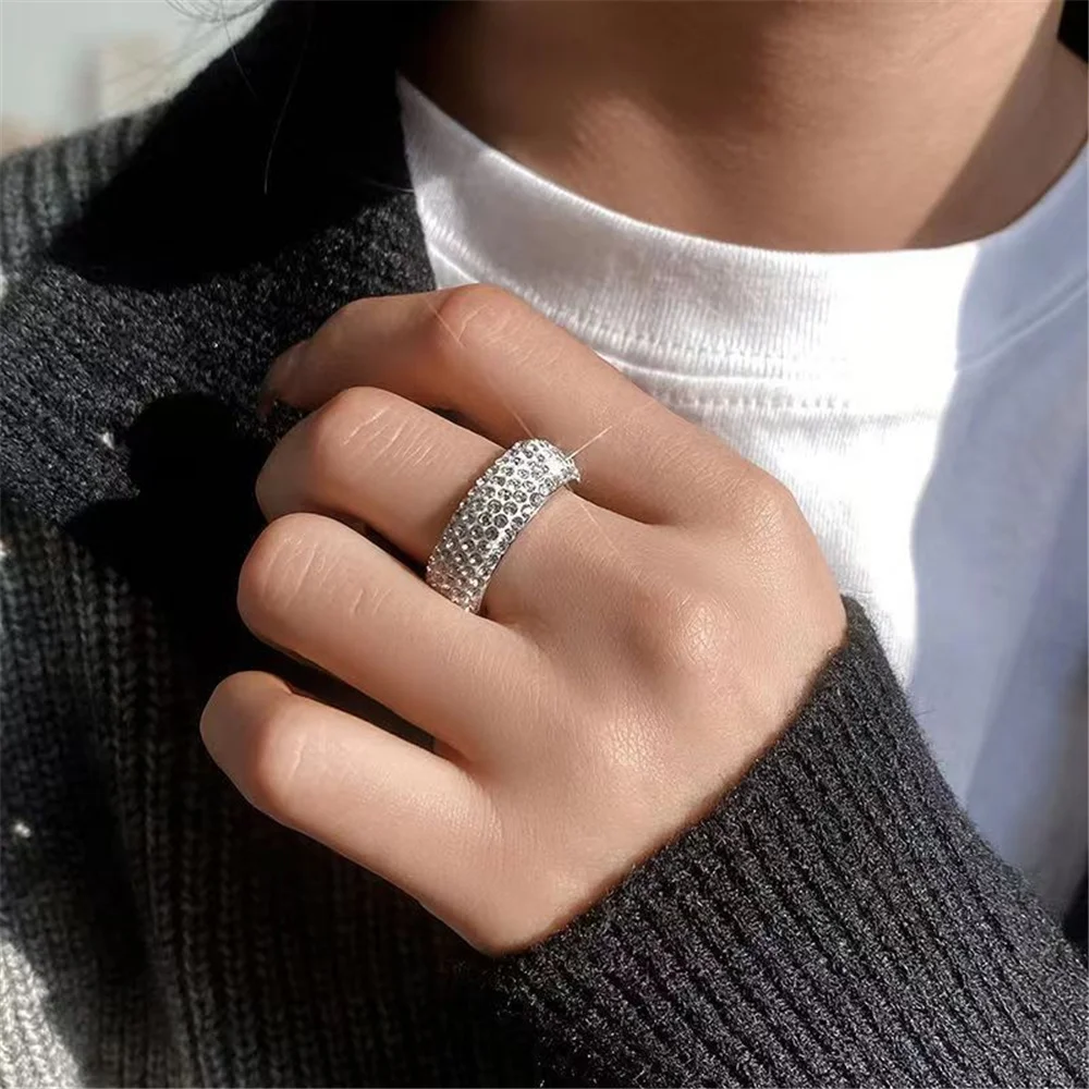 

Hip Hop Iced Out Bling Gold Silver Color Stainless Steel Cubic Zirconia Wedding Engagement Rings For Women Men Jewelry BP20