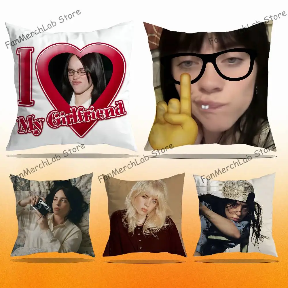 

Наволочка B-BillieS Singer E-Eilish из плюшевой ткани, мягкая наволочка с двусторонним принтом, чехол для диванной подушки, декоративная накидка