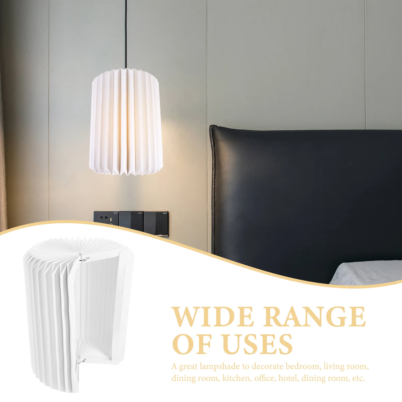 

White Round Paper Origami Lamp Shade For Chandelier Ceiling Floor Table Lamp Decorative Light Cover Replacement, Pleated