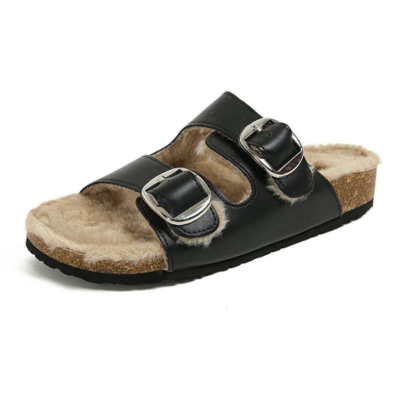 

Autumn Winter Plush Fluffy Slippers for Women Fashion Comfortable Thick-soled Women's Cotton Slippers Warm Flat Women's Shoes