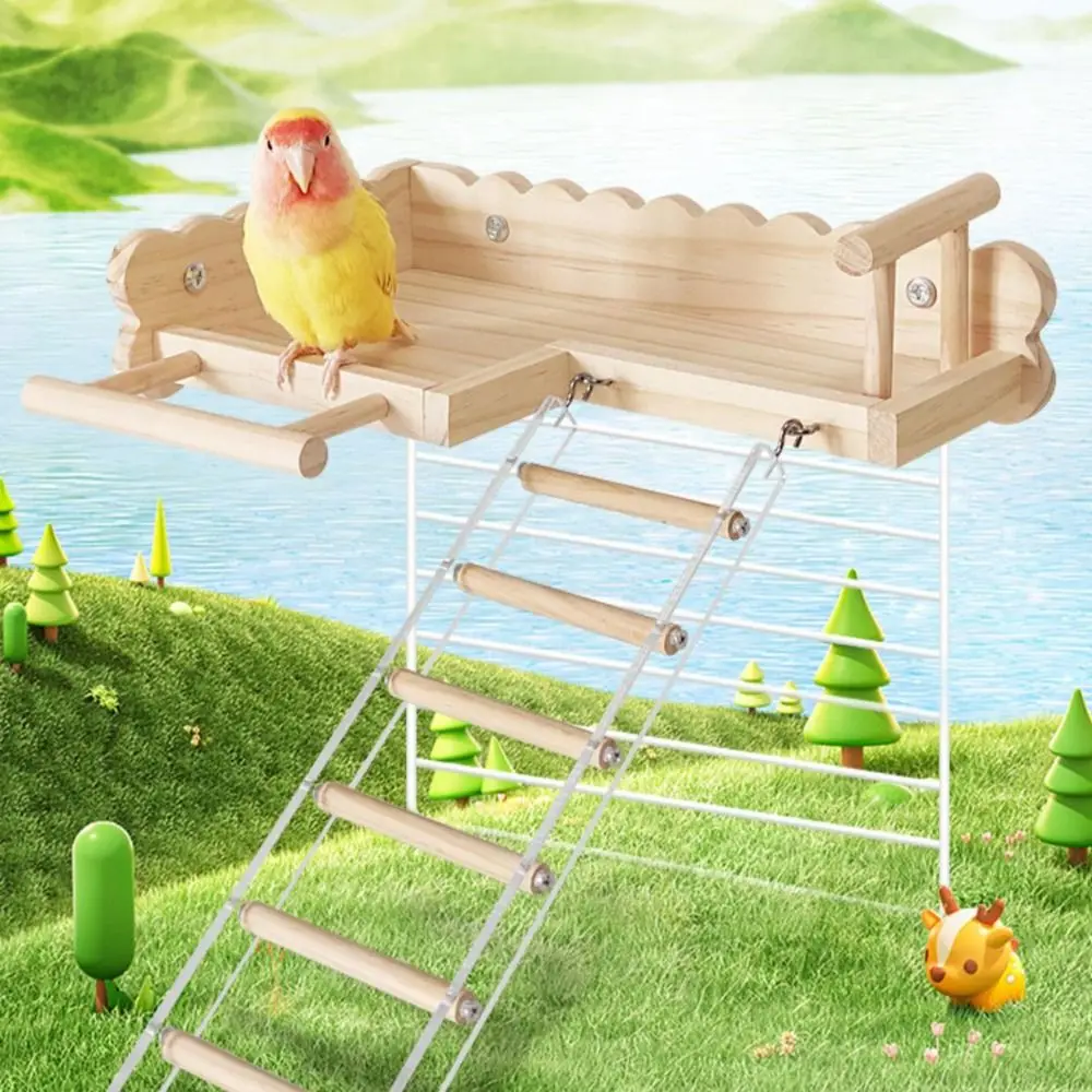 

Creative Solid Wood Parrot Ladder Stand Hygienic Reliable Pet Wood Ladder Stable Wooden Exercise Toy Pet Training