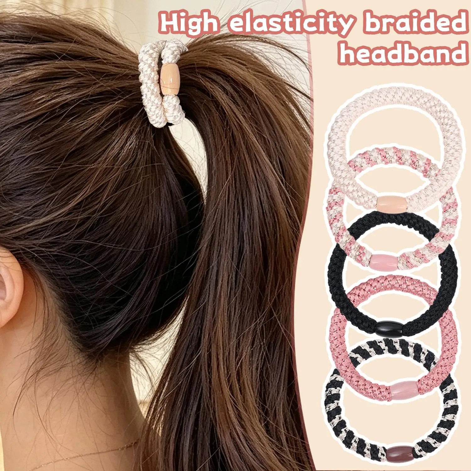 5/10pcs Mixed Colors Elasticity Hair Ties No Damage Ponytail Holders Braided Ties Hair Bands for Women Thick Hair Accessories