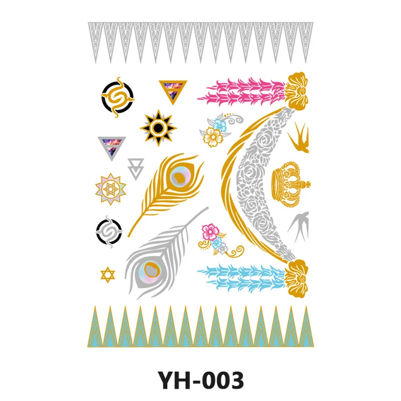 Flash Tattoo Sticker Gold Temporary Tattoo Women Party Body Arm Art Metallic False Waterproof Tattoos Stickers