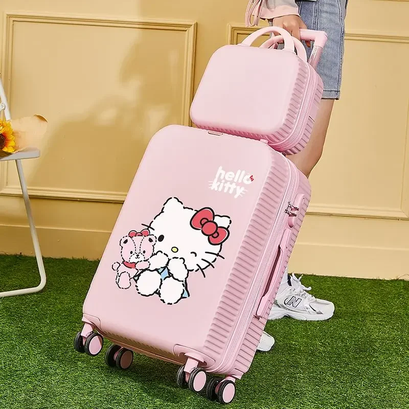 Hello Kitty Kawaii Anime Sanrio Bagagli Imbarco Scatola di immagazzinaggio Simpatico cartone animato Kt Cat Ins Fashion Carry-on Wheel Case Regali