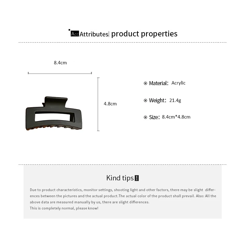 1/2 Pcs Black Square Cross Large Matte Frosted Geometric Crab Hair Clips for Women Fashion Shark Clips Girls Daily Headwear image 6