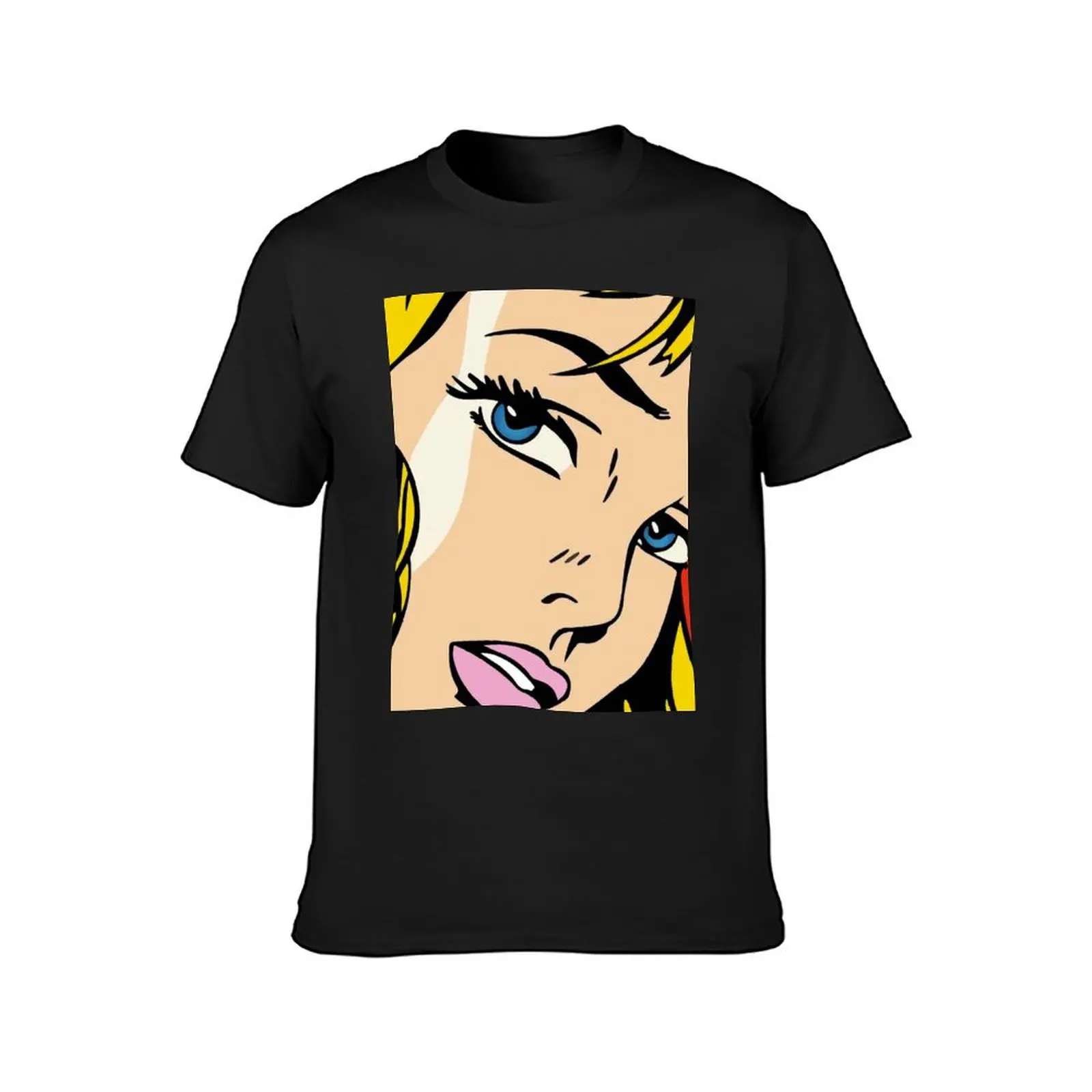 A vectorised . Lichtenstein 60s pop art T-Shirt customs design your own Short sleeve tee mens white t shirts