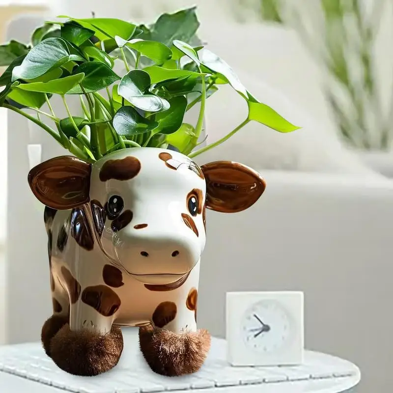 Cow Planter Pot Animal Shaped Highland Cow Planter Pot 4 inch Balcony  Decoration Supplies Successes Plants Flowerpot Resin Cute - AliExpress 15