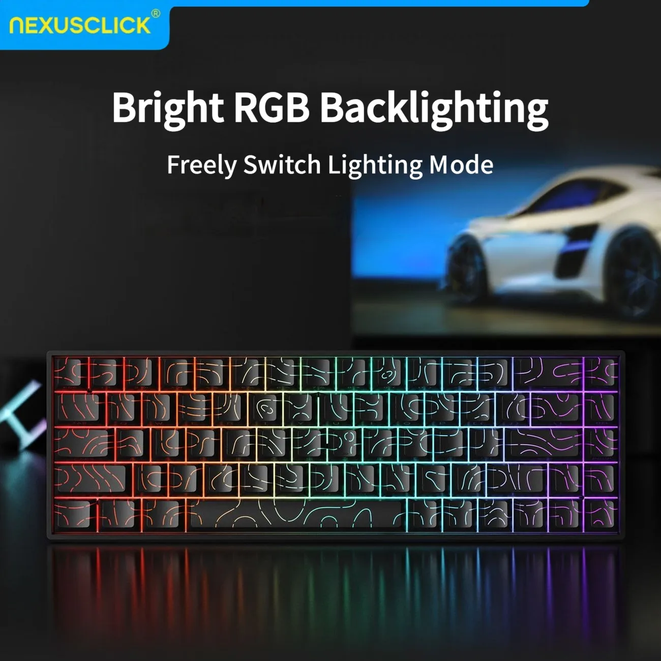 NexusClick 61 Keys Magnetic Gaming Keyboard,Mechanical Wired for Pro Esports,Hot Swappable RGB Backlit PBT Keycaps for PC Gamer image 6