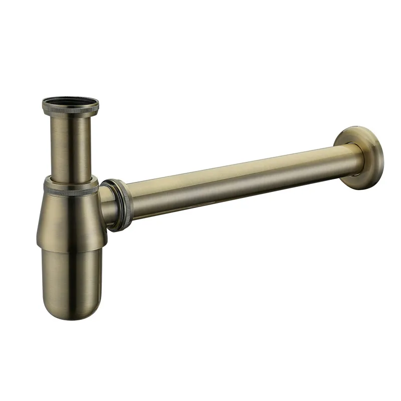 Bagnolux Luxurious P-Trap Old Style Solid Brass Wall Siphon Bottle Trap With Basin Pop Up Waste Plumbing Tube Factory Direct