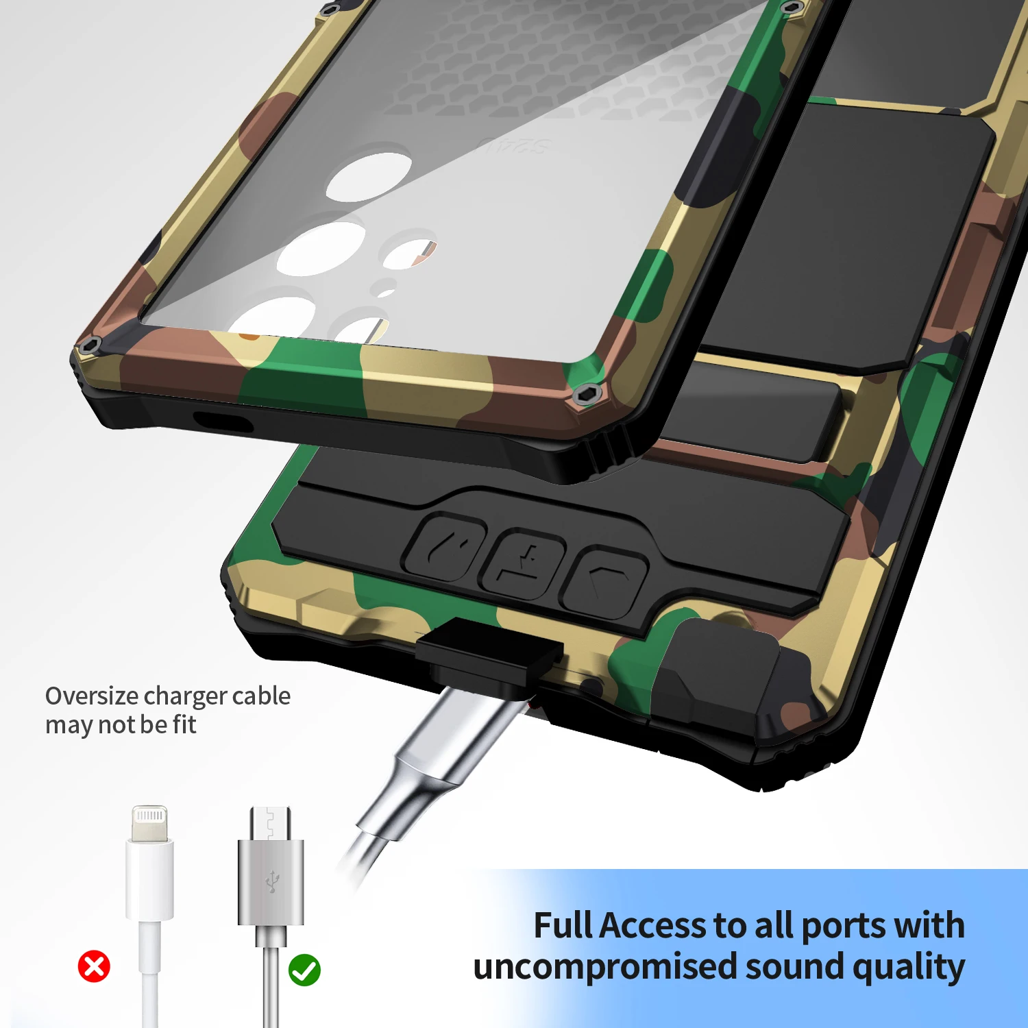 For Samsung S24 S23 Ultra Heavy Tank Armor Aluminum Metal Phone Case Military Shockproof Rugged Cover Screen Lens Protection