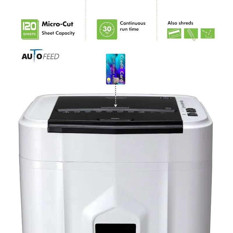 120-Sheet Auto Feed High Security Micro-Cut Paper Shredder / 30 Minutes (White/Black)