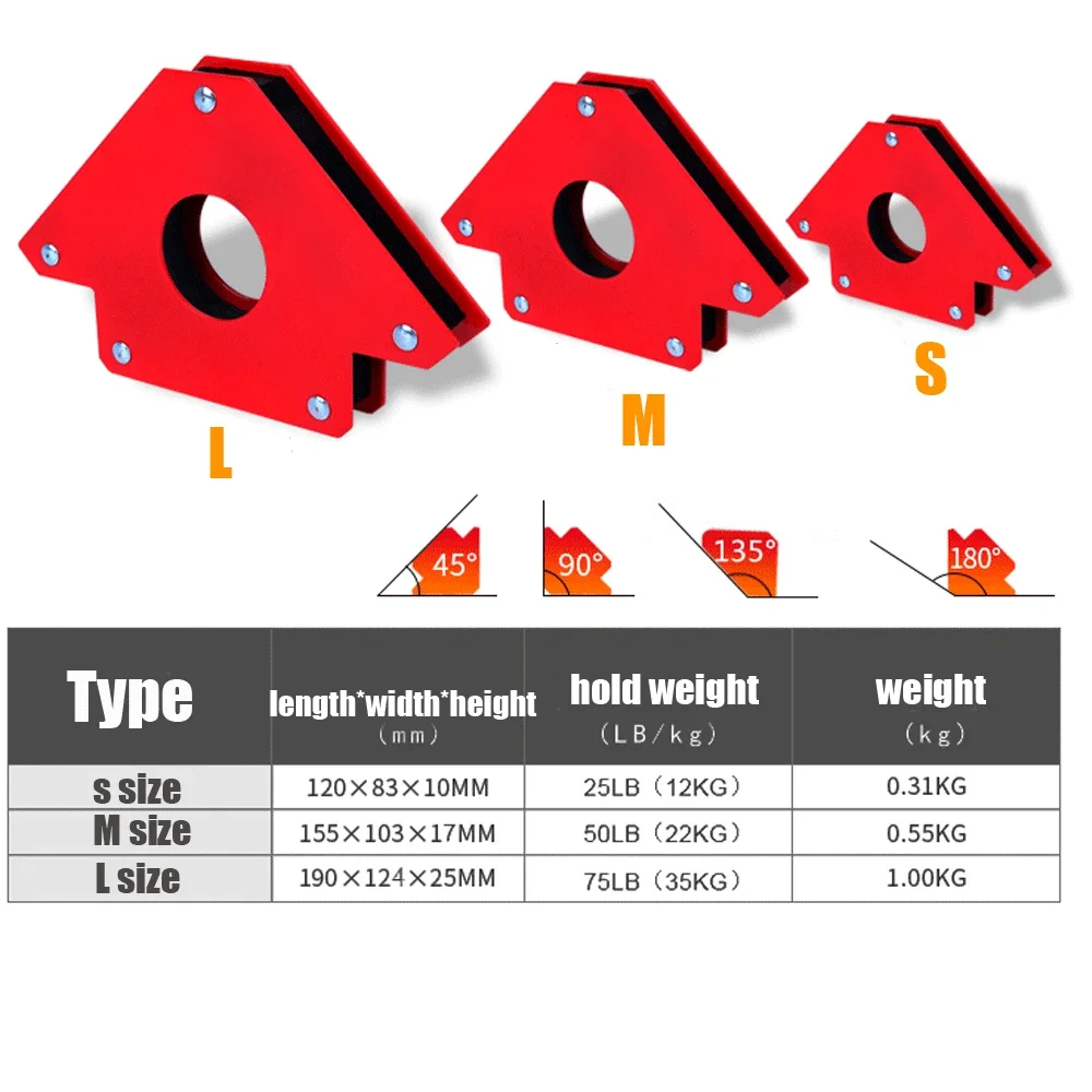 1 Pcs M size 50 Lbs 22kg Welding Fixer  Magnetic Welding Fixer 45° 90° 135° Multi-angle Magnet Weld Positioner Ferrite Auxiliary