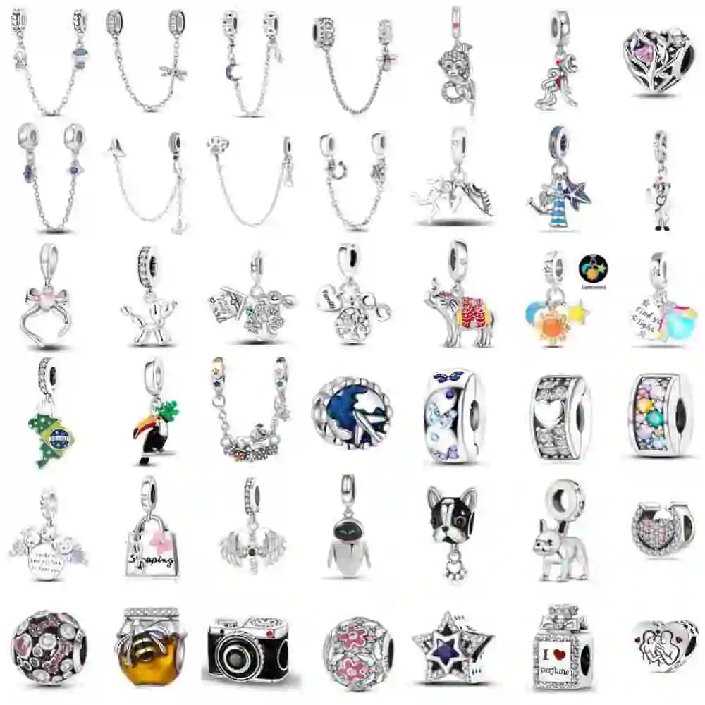 Fashionable 925 Sterling Silver Camera, Honey Pot, Elephant Pendant,Fit European Bracelet DIY Women's Charm Jewelry Safety Chain