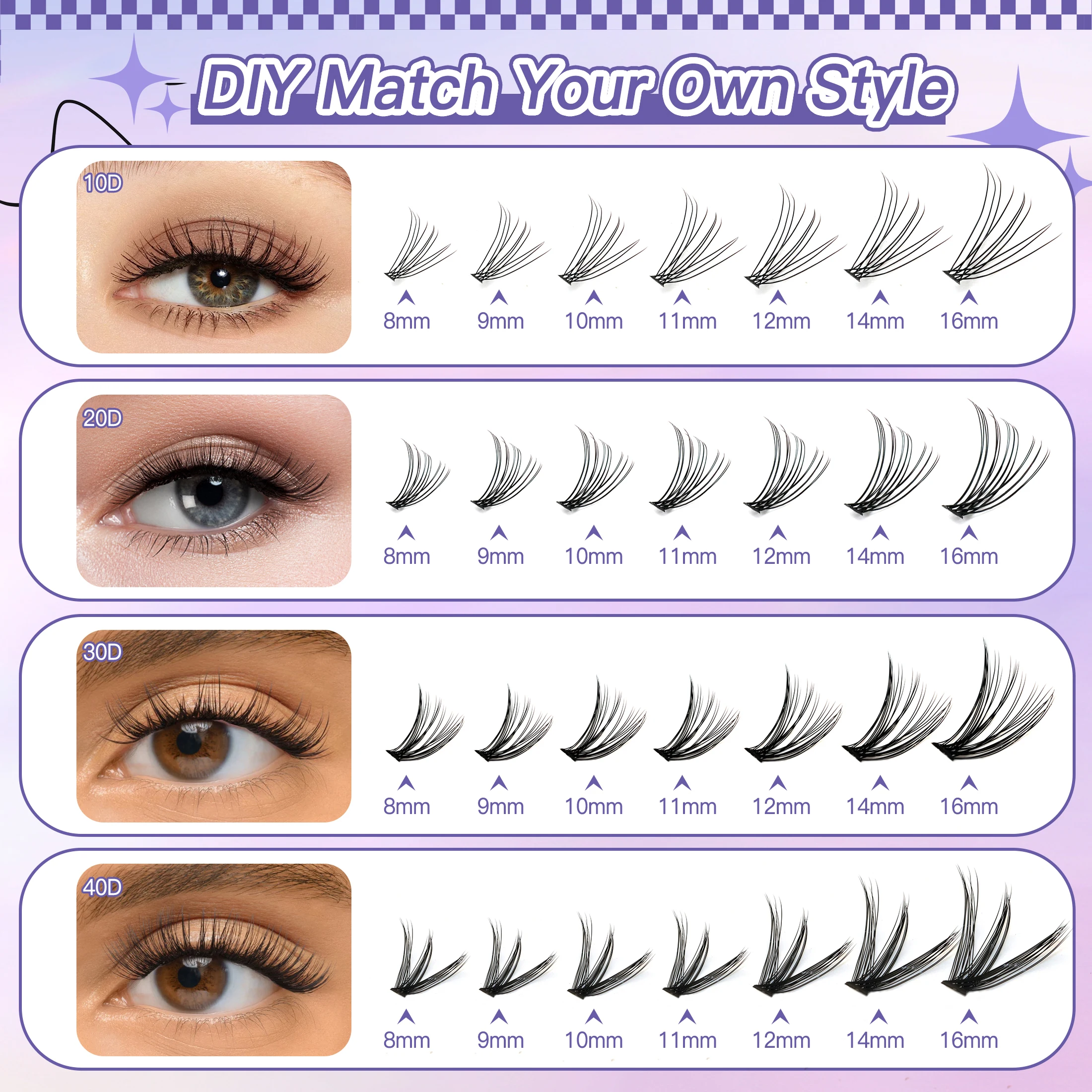 560 Clusters of Segmented DIY False Eyelashes, equipped with a full set of eyelash application tools, suitable for all styles