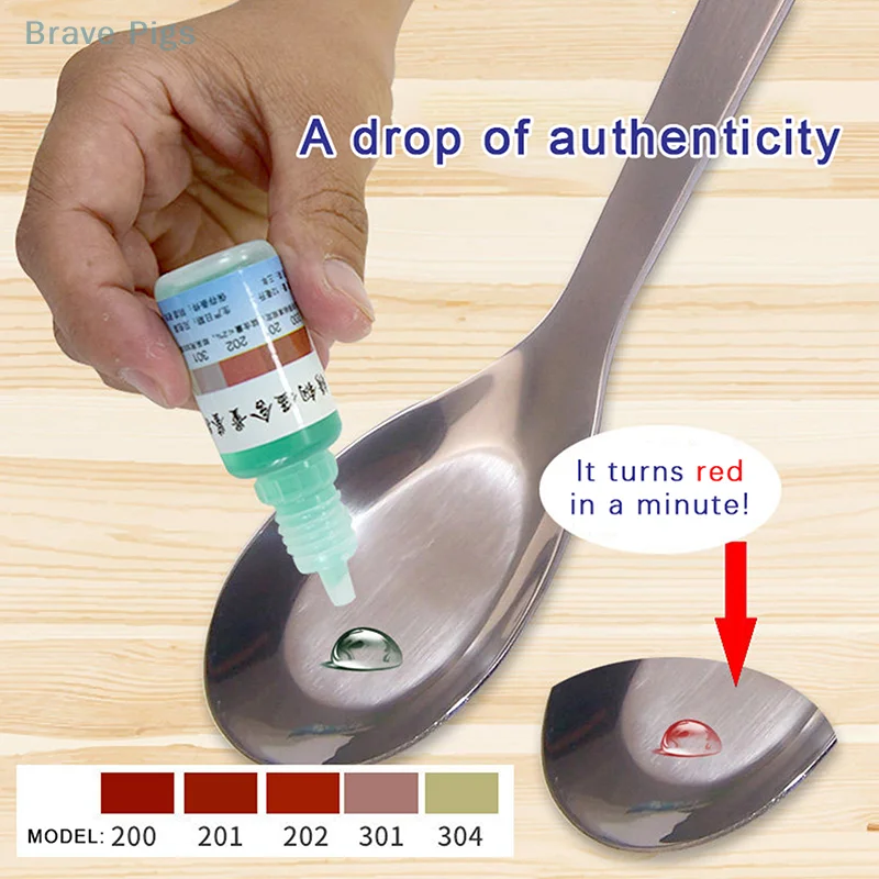 Test analytique de teneur en rine d'identification liquide de détection d'acier inoxydable, médicaments de réactif de rine, 12ml, 201, 304