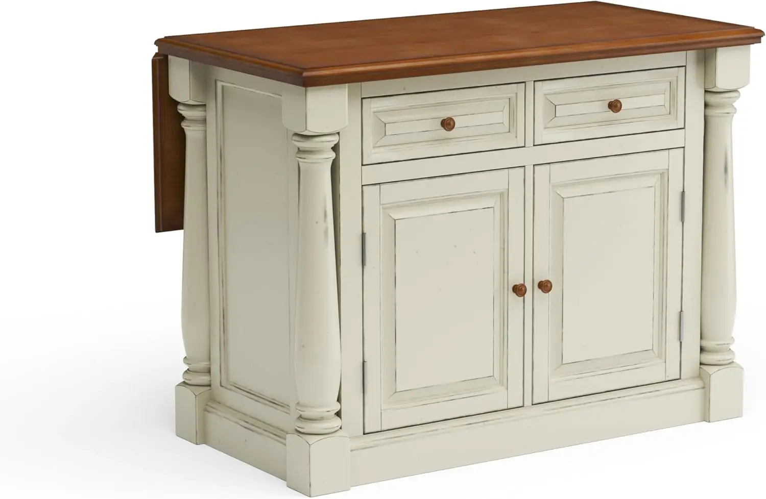 Homestyles Monarch Kitchen Island Set, 50 Inch Width, Antique White