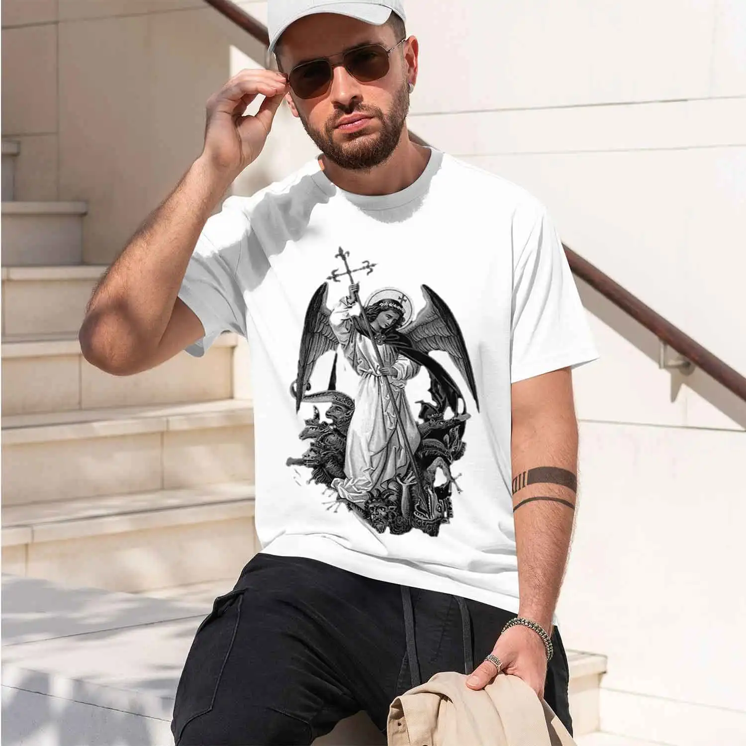 Saint The Arangel Dest Devil ol T-Shirt. Premium Short Sve O-Neck Mens T Shirt New S-3XL 2026 New Model Short-sleeve crewneck T-