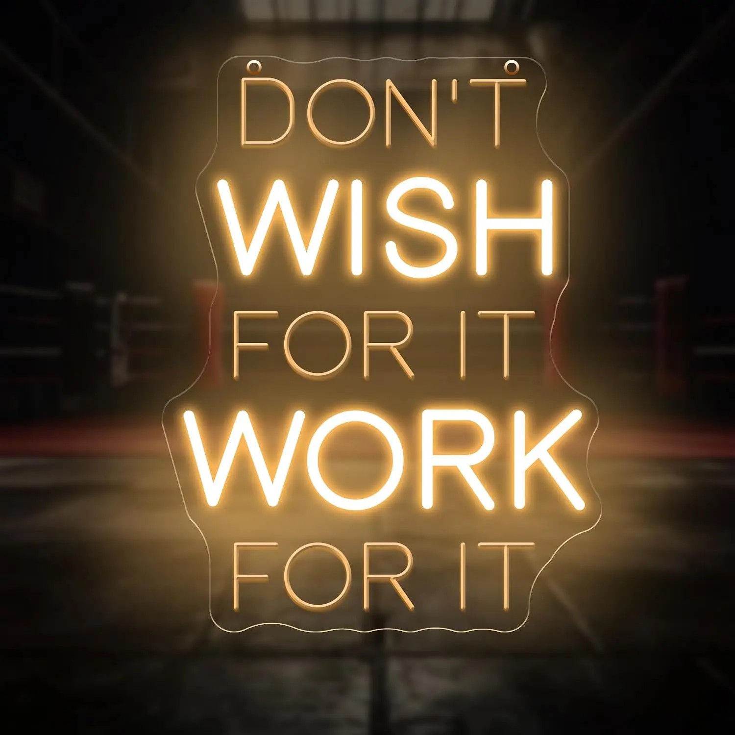Don't Wish For It Work For It Neon Sign USB LED Neon Light Wall Decor Gym Office Home Bedroom Motivation Night Lamp Gift