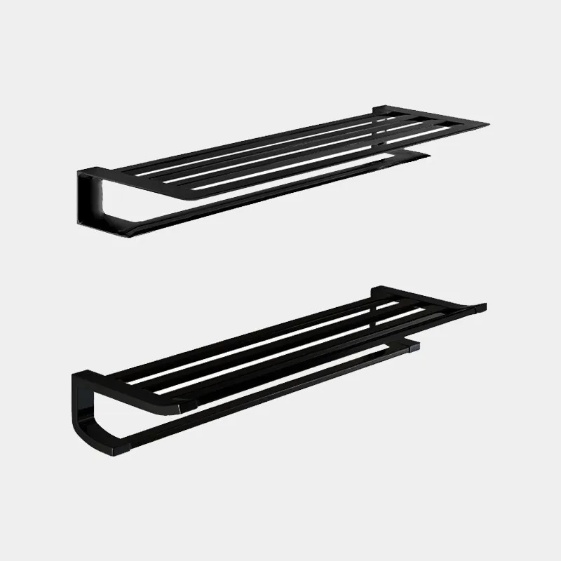 Double towel rack Shelf Toilet Bathroom Punched Simple Stainless Steel Shelf