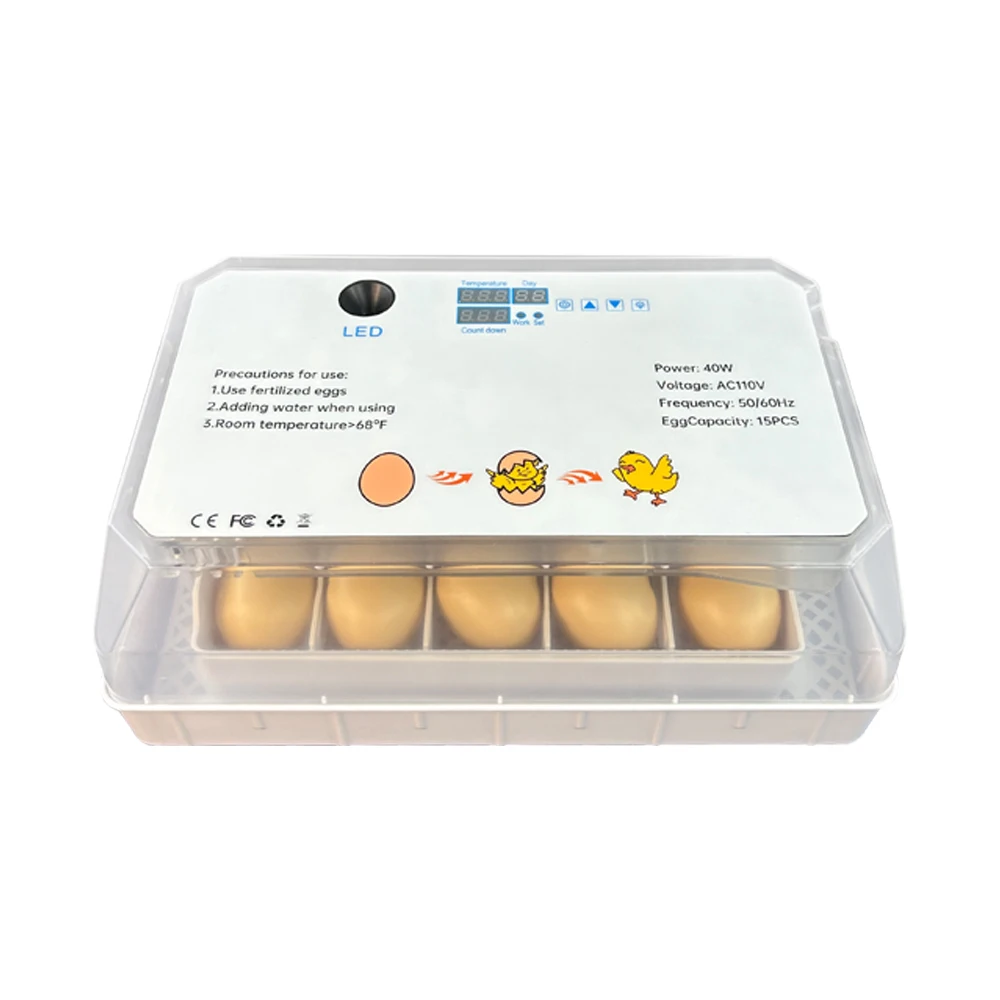 15 Eggs Chicken Incubator Poultry Egg Hatching Machine Fully Automatic Small Egg Incubators