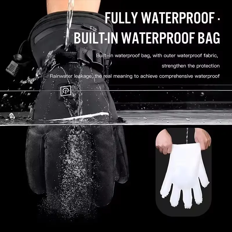 Verwarmde motorhandschoenen Winter Warme sneeuwscooter Skihandschoenen Waterdicht touchscreen Oplaadbare verwarming Thermische Moto Guantes