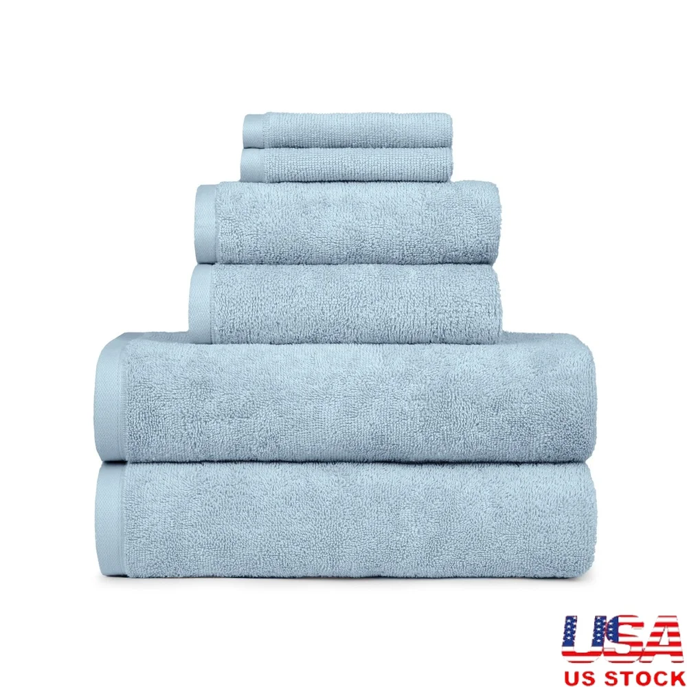 

6-Piece Cotton Towel Set Quick Dry Absorbent Lint Free Bath Hand Washcloths OEKO-TEX Certified Fade Resistant Soft Feel