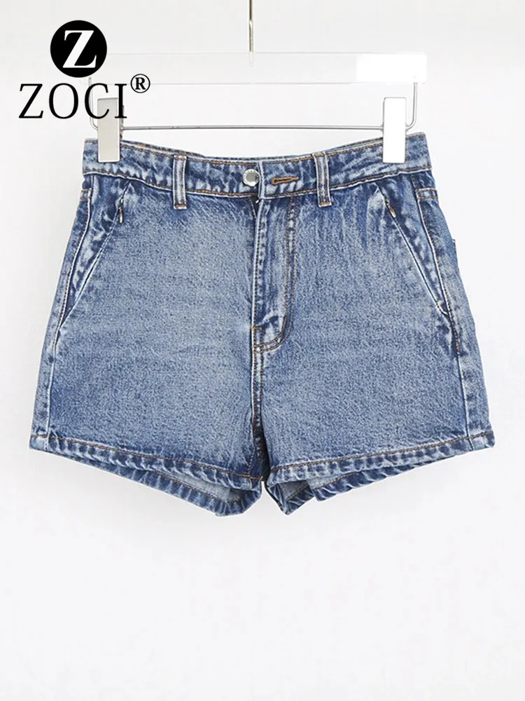 Zoci-Casual Invisible Zipper Design Denim Shorts para mulheres, moda e novo, outono e verão, Wang