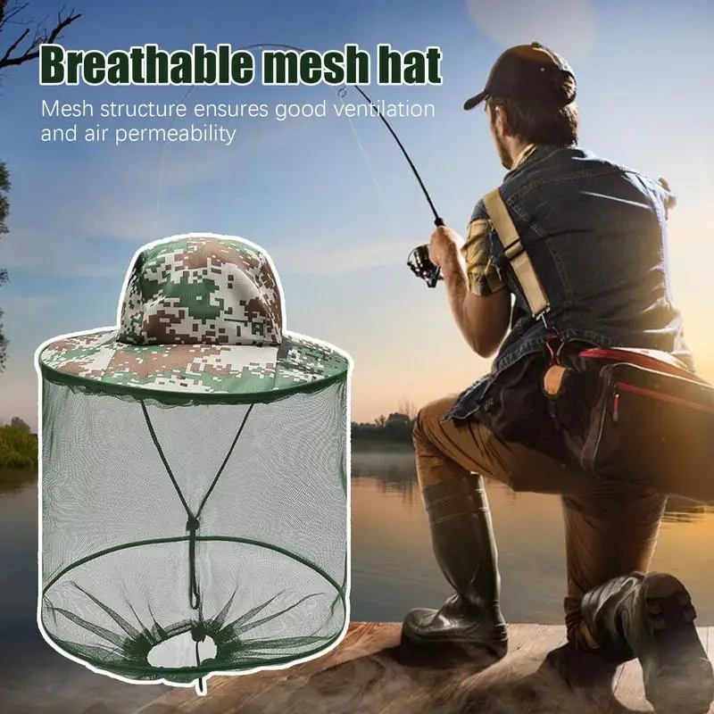 Beekeeping Hat For Women Summer Mesh Anti-Gnat Hat Face Neck Fly Net Hood Fishing Sunshade Hat Breathable Mountaineering Hat