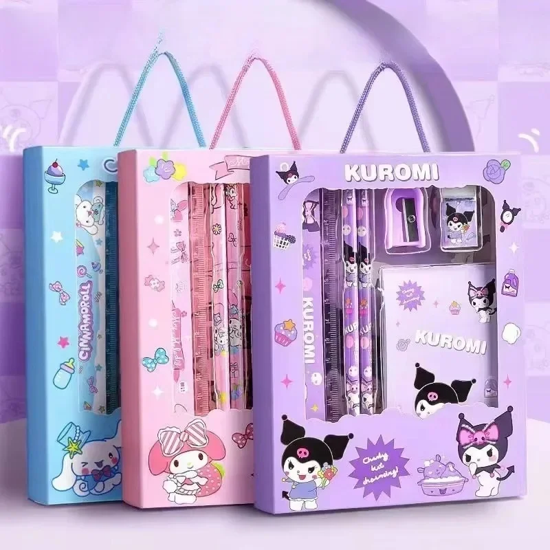 Kawaii Kuromi Stationery Gift Set for Kids Cartoon Pencil Eraser Combo Back-to-School Essentials Birthday Toy Presents