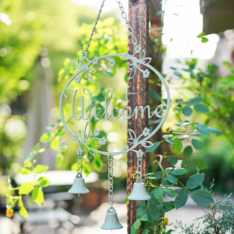 Iron wind chimes gardening balcony creative bell pendant courtyard layout villa landscaping retro decoration