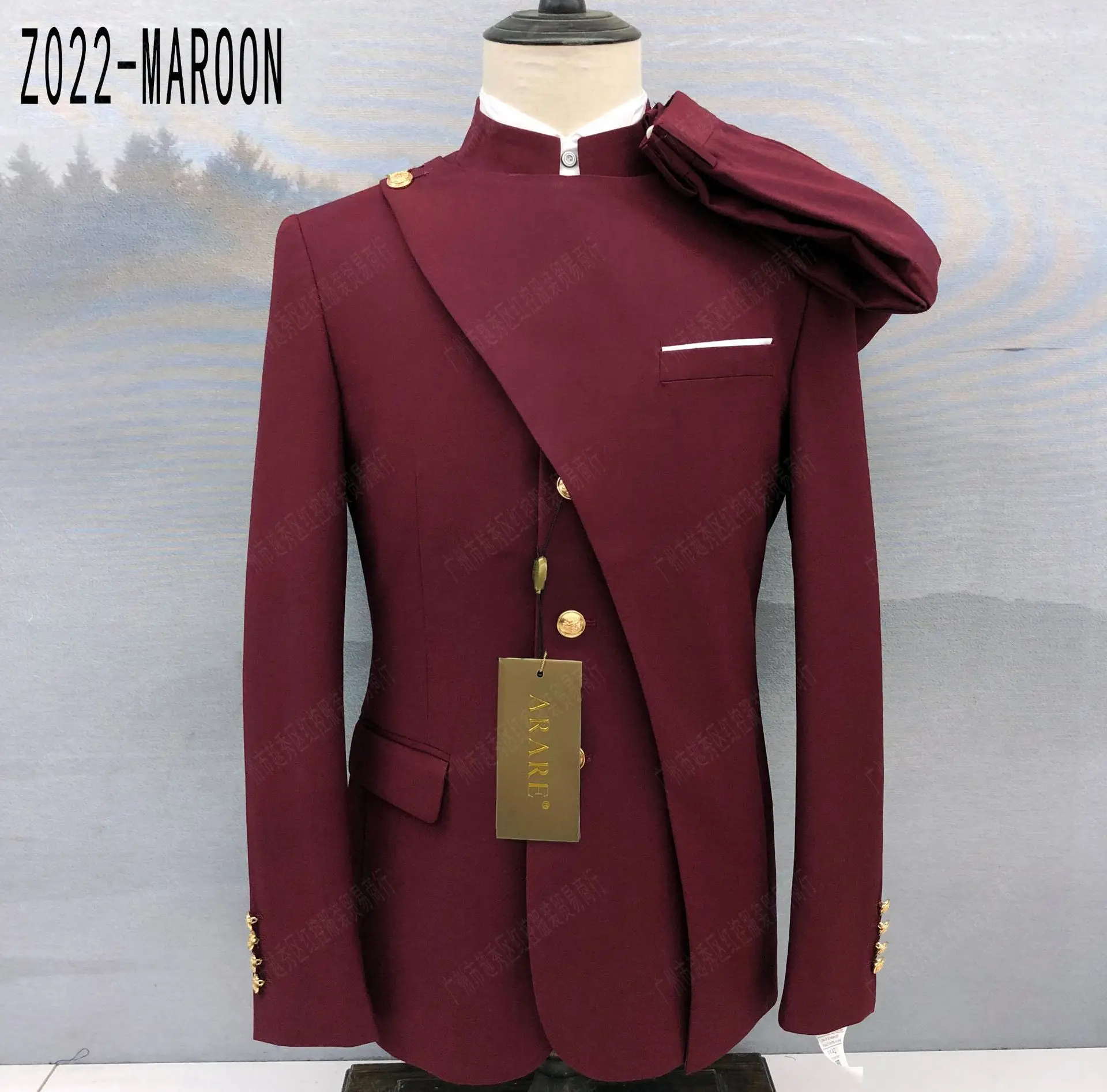 2024 Classic Chinese Tunic Suit Set For Men Formal Banquet Slim Fit Blazer Pants 2 Pieces Evening Dinner Elegant Male Costumes