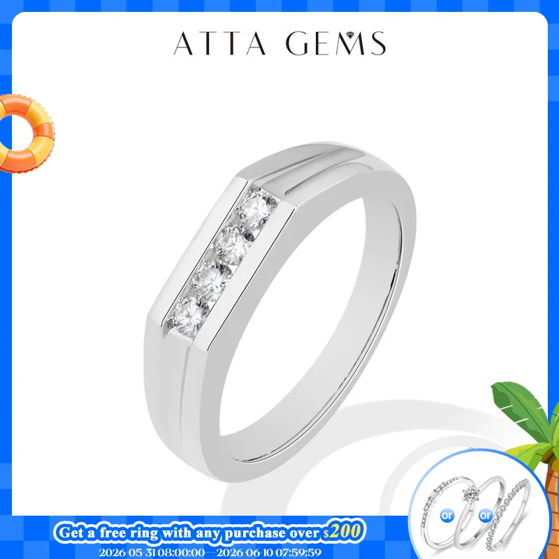 

ATTAGEMS D Color VVS1 Moissanite Ring For Woman 925 Sterling Silver Classic Fashion Couple Rings Minimalist Jewelry Gift for Him