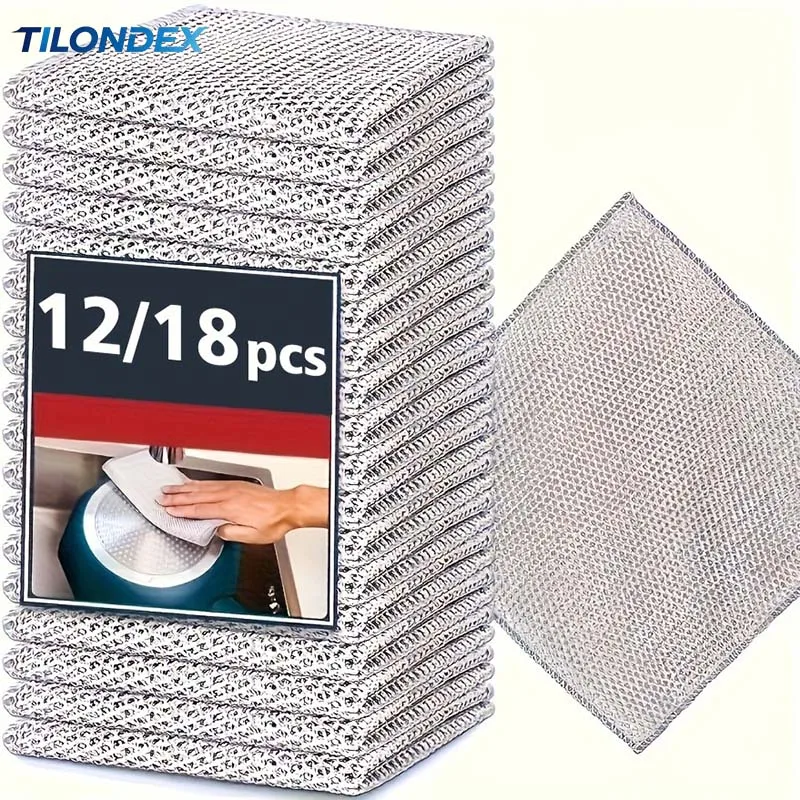 TILONDEX 12/18pcs, Improved Miracle Cleaning Cloth, Mesh Cloth Suitable for Stovetops, Tableware, and Cookware, Oil-Free Non