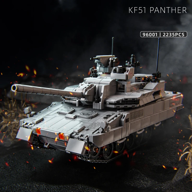 Military Panther KF51 Tank Building Blocks Sets Assault Armored Vehicle Battle Car Cannon Model Boys Toys for Kids Gift