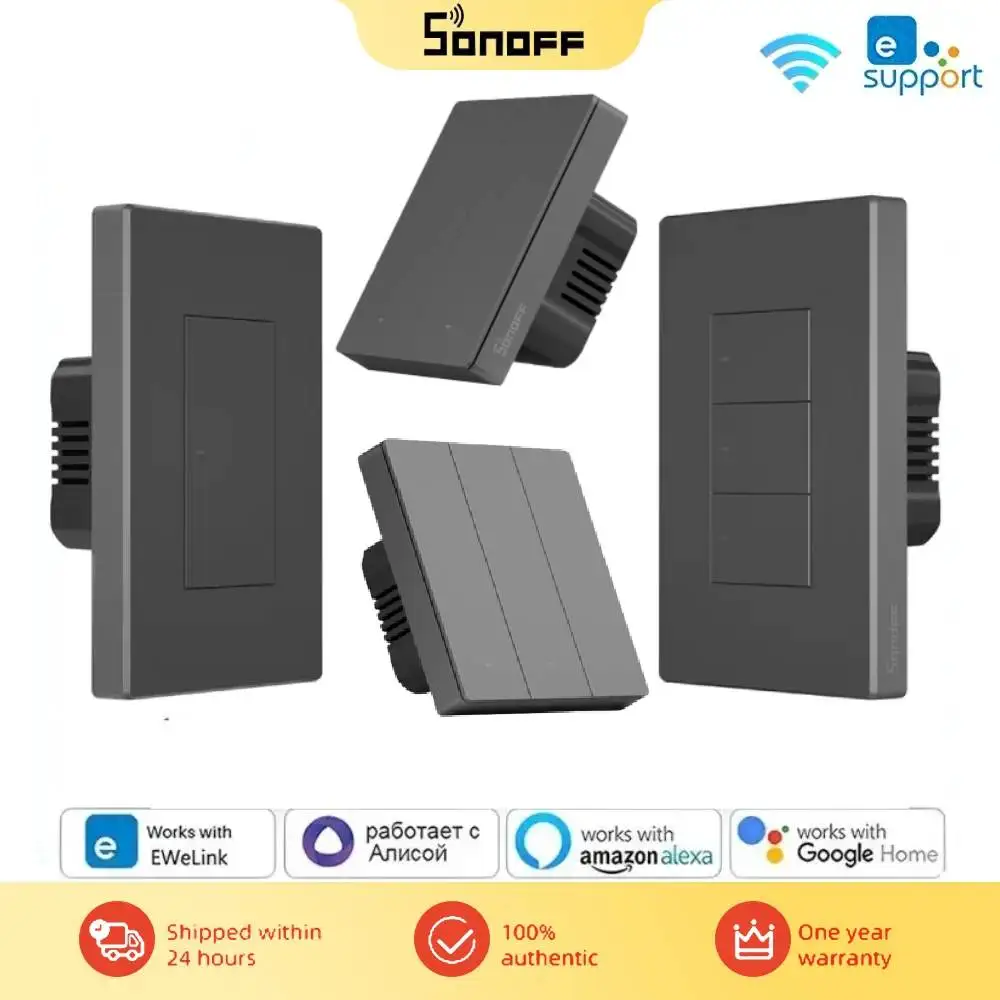 SONOFF-interruptor inteligente de pared para el hogar, conmutador M5 con WiFi, 1/2/3 entradas, 80/86/120mm, EU/US/UK, ESP32, funciona con Alexa,